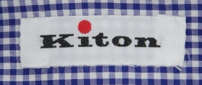 Pre-owned Kiton Blue Micro-check Cotton Shirt - Slim - 18/45 - (23)