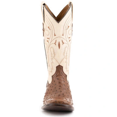 Pre-owned Ferrini Men's Colt Full Quill Ostrich S-toe Kango Boots (1019307) In Kango Tabac