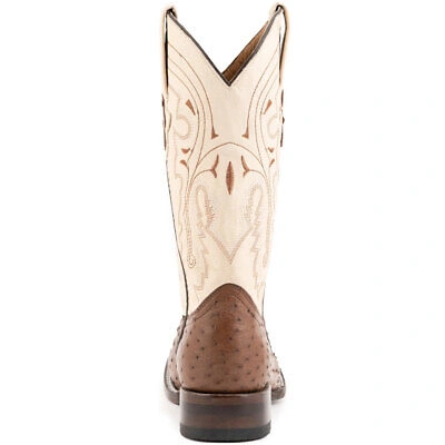 Pre-owned Ferrini Men's Colt Full Quill Ostrich S-toe Kango Boots (1019307) In Kango Tabac