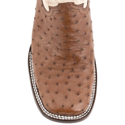 Pre-owned Ferrini Men's Colt Full Quill Ostrich S-toe Kango Boots (1019307) In Kango Tabac
