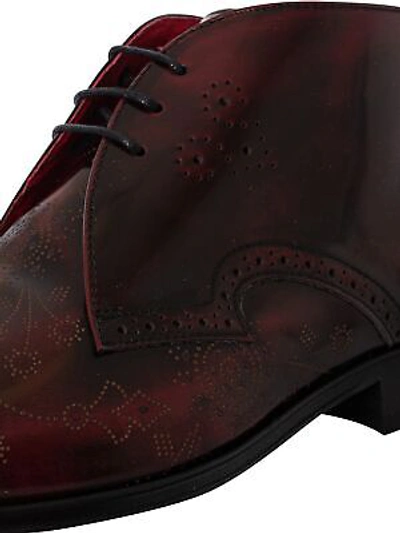 Pre-owned Jeffery West Men's Polished Leather Detail Brogue Shoes, Red