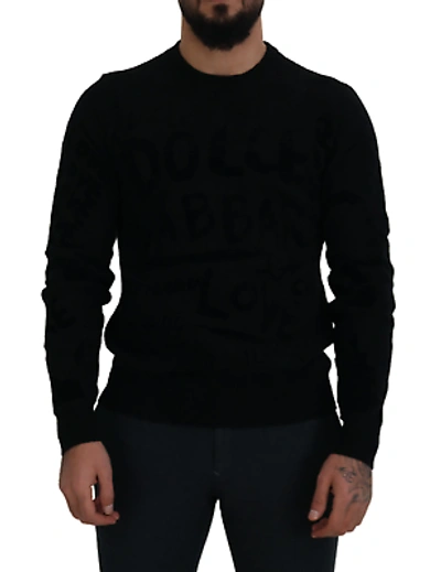 DOLCE & GABBANA Pre-owned Elegant Black Logo Wool Sweater