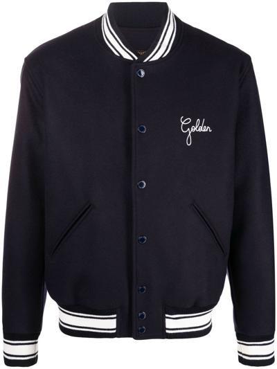 Shop Golden Goose Logo Embroidery Bomber Jacket In ブルー