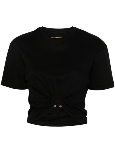 Shop Rabanne Cotton Jersey Cropped Top In Black  