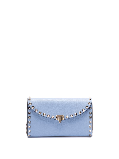 Shop Valentino `rockstud` Wallet On Chain In Blue