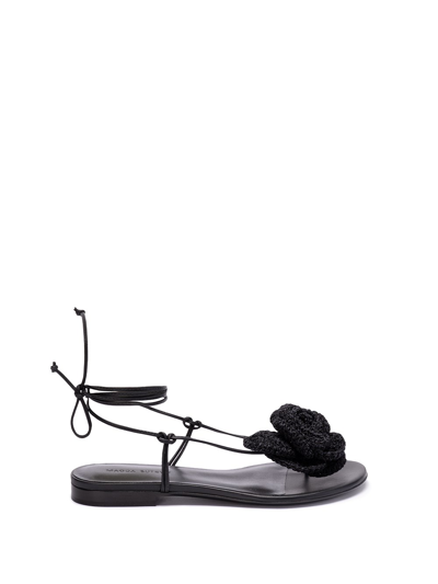 Shop Magda Butrym `flower` Flat Sandals In Black  