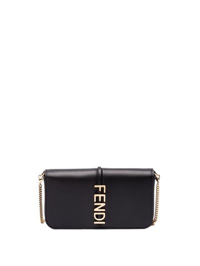 Shop Fendi Graphy` Wallet On Chain In Black  