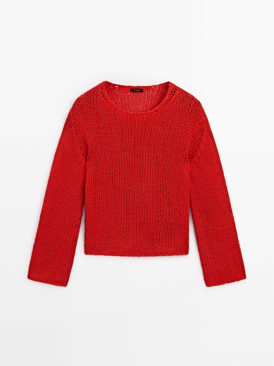 Shop Massimo Dutti Strickpullover Mit Rundausschnitt In Red