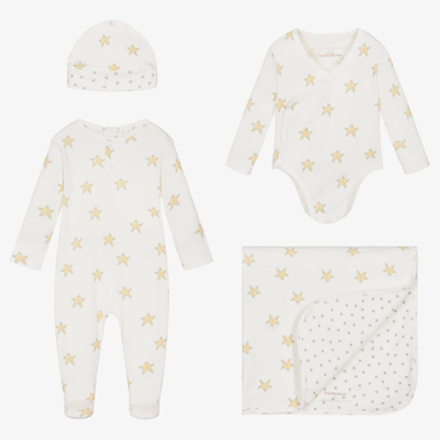 Shop Stella Mccartney Kids Ivory Cotton Star Babysuit Set