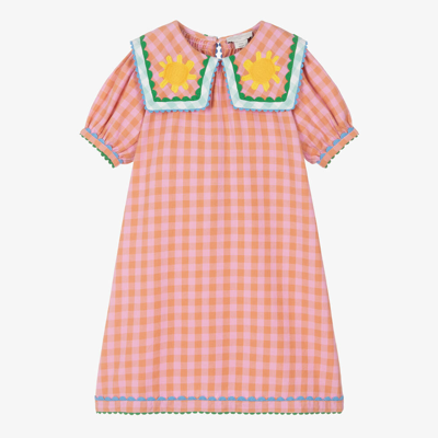 Shop Stella Mccartney Kids Teen Girls Pink Cotton Sunflower Dress