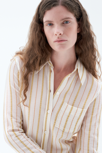 Filippa K Seersucker Stripe Shirt In White