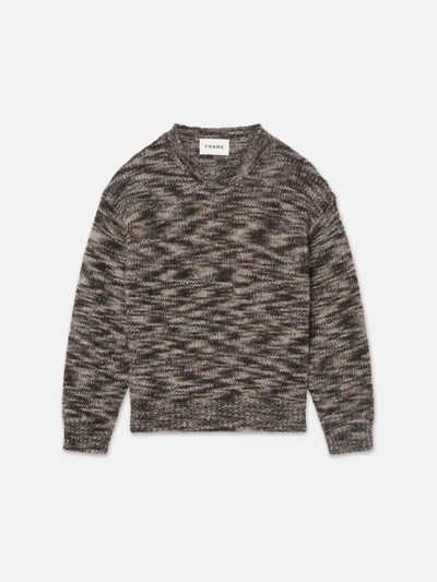 Shop Frame Tweed Textured Crewneck Sweater Marron Multi