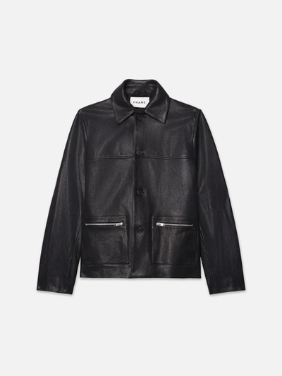 Shop Frame Utility Leather Jacket Black