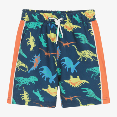 Shop Soli Swim Boys Blue Dinosaur Swim Shorts