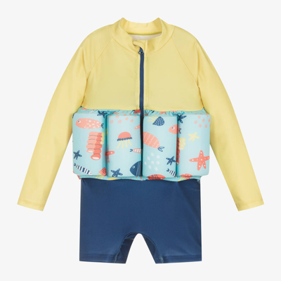 Shop Soli Swim Boys Blue & Yellow Float Suit (upf50+)