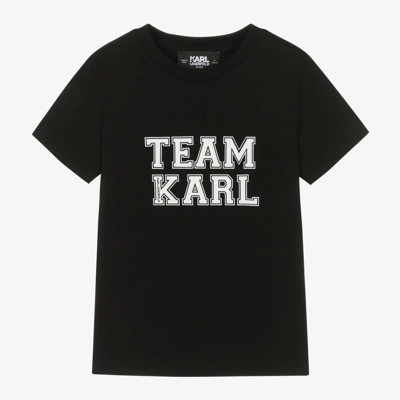 Shop Karl Lagerfeld Kids Boys Black Cotton Team Karl T-shirt