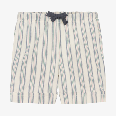 Shop Laranjinha Boys Ivory Striped Cotton Shorts