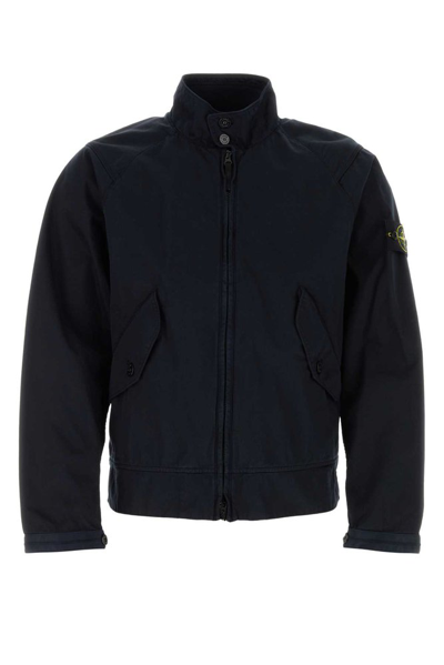 Shop Stone Island High Neck Sleeved Jacket In Blue