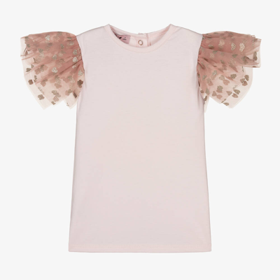 Shop Phi Clothing Girls Pink Cotton & Tulle T-shirt