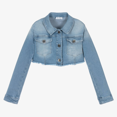 Shop Elsy Girls Blue Denim Cropped Jacket