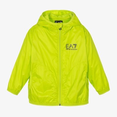 Shop Ea7 Emporio Armani Boys Lime Green Windbreaker Jacket