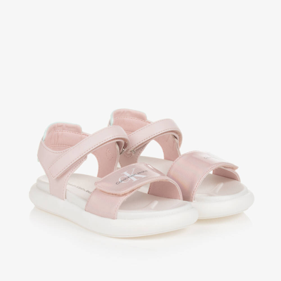 Shop Calvin Klein Girls Pink Iridescent Sandals