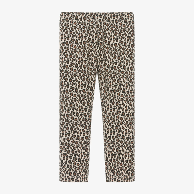 Shop Ido Baby Girls Beige Cotton Leopard Print Leggings