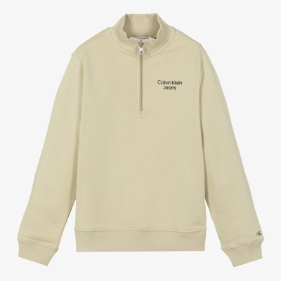 Shop Calvin Klein Teen Boys Green Cotton Sweatshirt