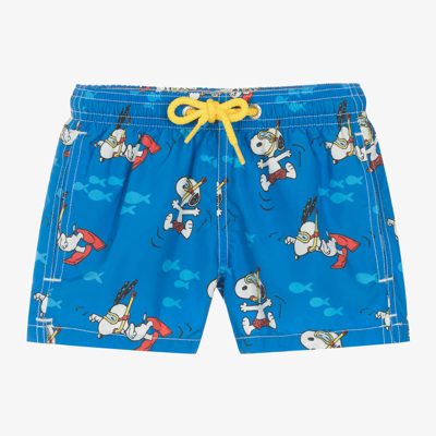 Shop Mc2 Saint Barth Boys Blue Snoopy Swim Shorts