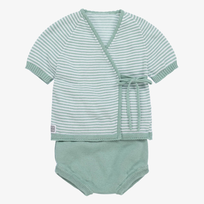 Shop Minutus Green Cotton Baby Shorts Set