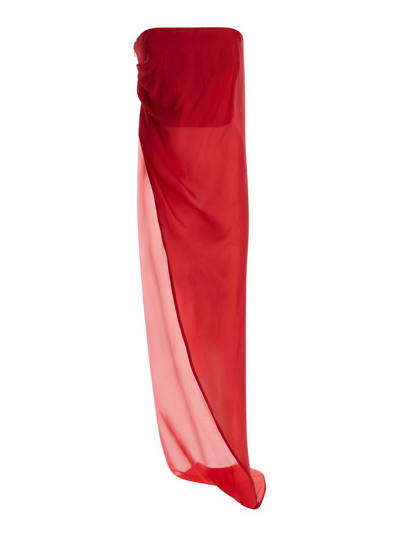 Shop Rick Owens Lido Asymmetric Long Top In Red