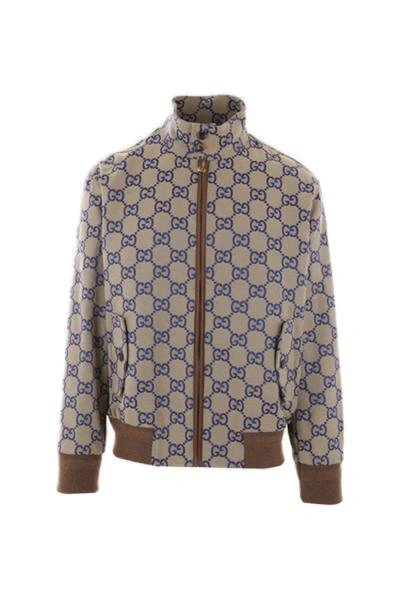 Shop Gucci Gg Zipped Jacket In Beige