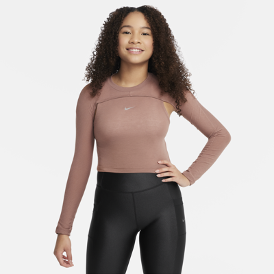 Shop Nike Women's Girls' Dri-fit Long-sleeve Top In Purple