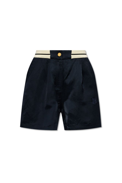 Shop Palm Angels Pleated Shorts In Navy