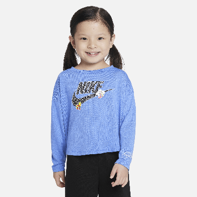Shop Nike Notebook Print Long Sleeve Knit Top Toddler Top In Blue