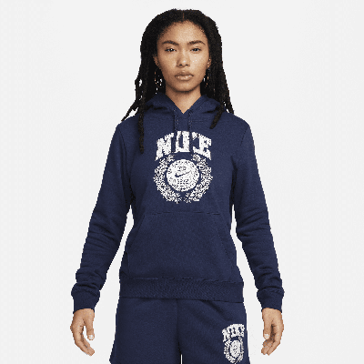 Shop Nike Women's  Sportswear Club Fleece Hoodie In Blue