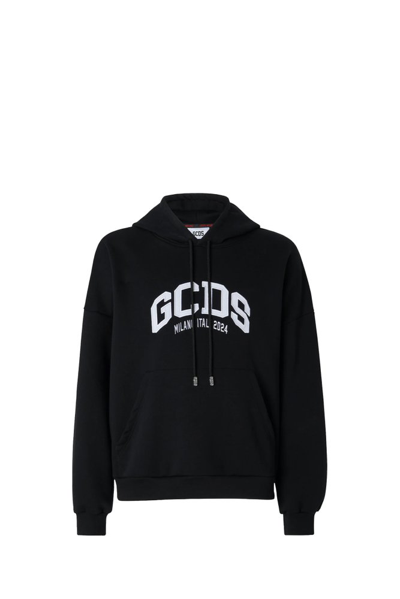 Shop Gcds Logo Lounge Bling Hoodie In Black
