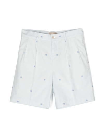 Shop Gucci Kids Shorts Gg Con Stampa In Blue