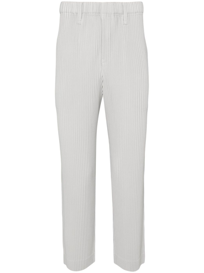 Issey Miyake Ribbed Texture Tailored Trousers Pockets In Grey
