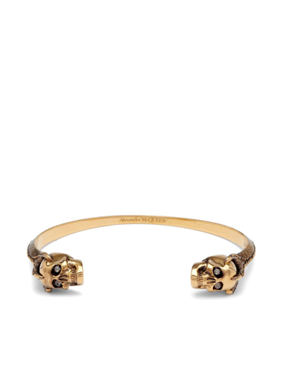Shop Alexander Mcqueen Gold-tone Victorian Skull Cuff Bracelet