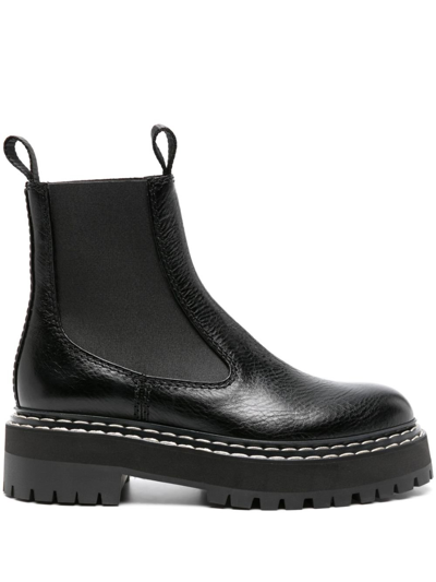 Shop Proenza Schouler Lug Sole Leather Chelsea Boots - Women's - Calfskin/rubber/calf Leather/fabric In Black
