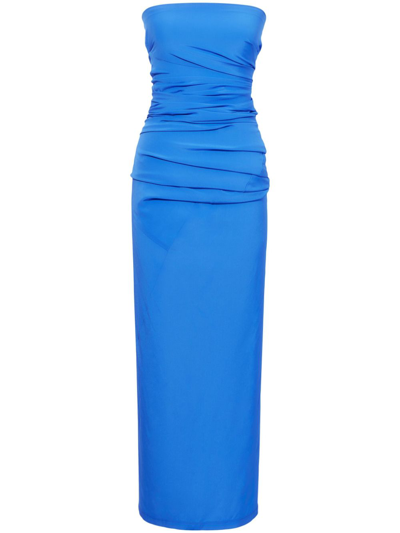 Shop Proenza Schouler Odette Draped Strapless Dress - Women's - Viscose/silk/spandex/elastane In Blue