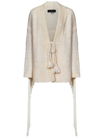 Shop Alanui Bright Hues Fringed Knitted Cardigan In White