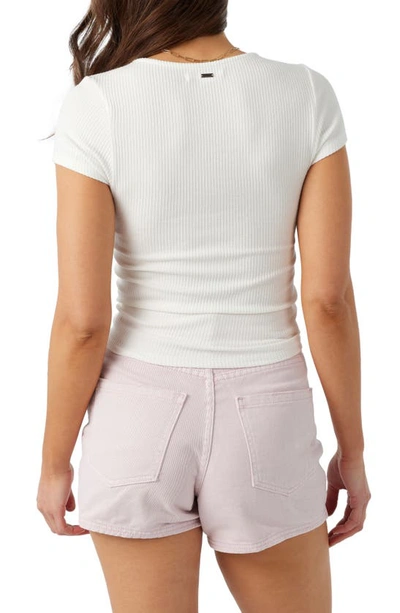 Shop O'neill Anyta Ruched Rib T-shirt In Winter White