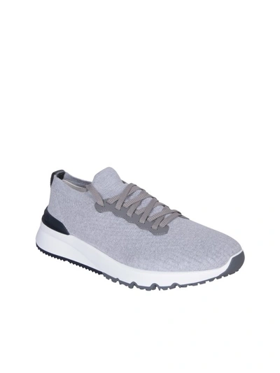 Shop Brunello Cucinelli Grey Cotton Sneakers
