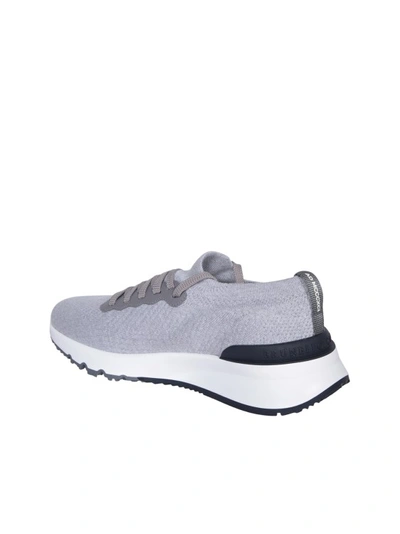 Shop Brunello Cucinelli Grey Cotton Sneakers