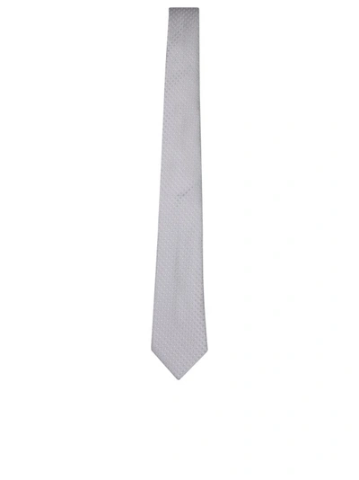 Shop Canali Silk Tie In White