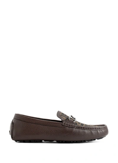 Shop Fendi O'lock Driving Shoes In Brown