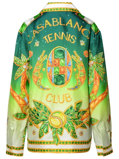 Shop Casablanca Joyaux D'afrique' Shirt In Green Silk