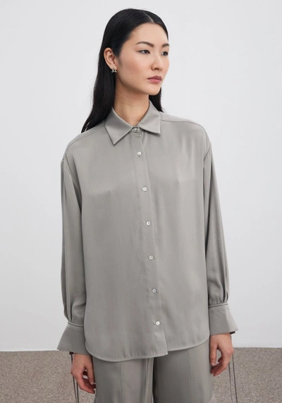 Shop Aeron Fallow - Satin Shirt In Grey